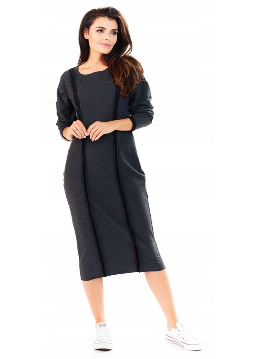 Rochie dama, Awama, Bumbac, Gri inchis, A197