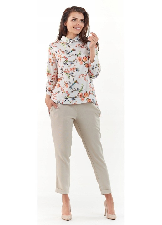 Camasa A213 cu maneca lunga Awama, Poliester/Elastan, Alb