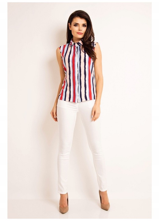 Camasa A169 pentru dama Awama, Poliester, Cu dungi, Multicolor