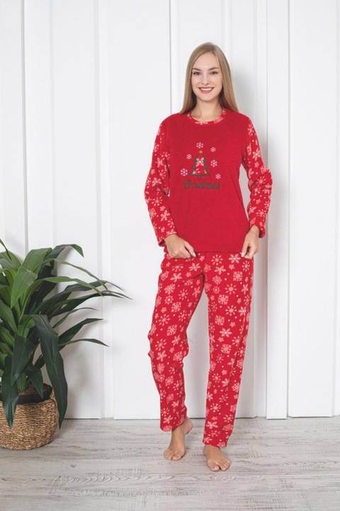 Pijama cocolino dama, imprimeu de craciun. Rosu 306 7368, Rosu