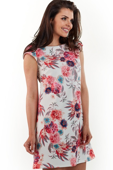 Rochie dama, Awama, Poliester, Alb/Roz, A226, S INTL