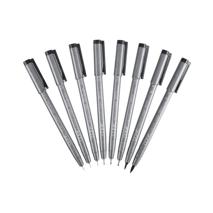 Copic 8 db-os betétes készlet, Fineliner, 0,05-1 mm, Fekete