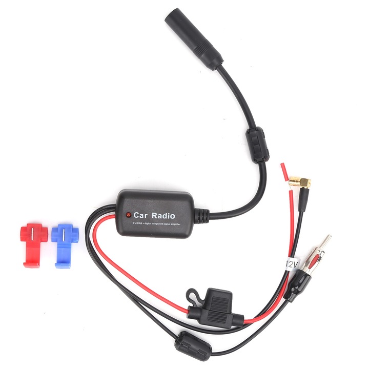 Autós jelerősítő, longziming, 88-108MHz, 170-240MHz, RCA, DC 12-24V