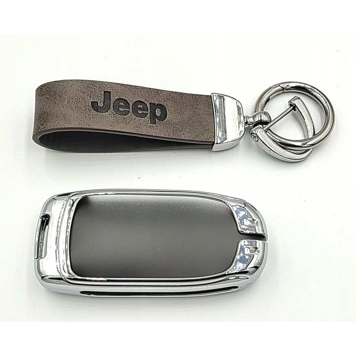 Tok és kulcstartó készlet, Jeep modell, fém/bőr, 87x40mm