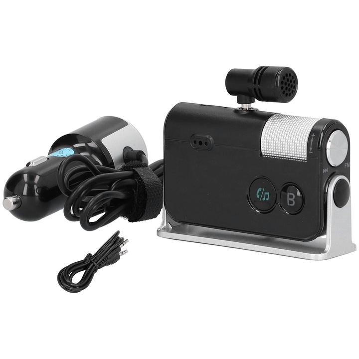 Bluetooth autós töltő, longziming, QC3.0, PD18W, mikrofon, fekete, 12V-24V