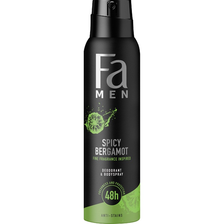 Дезодорант спрей, Schwarzkopf Fa Men, 150 ml, 48-часова защита, без петна