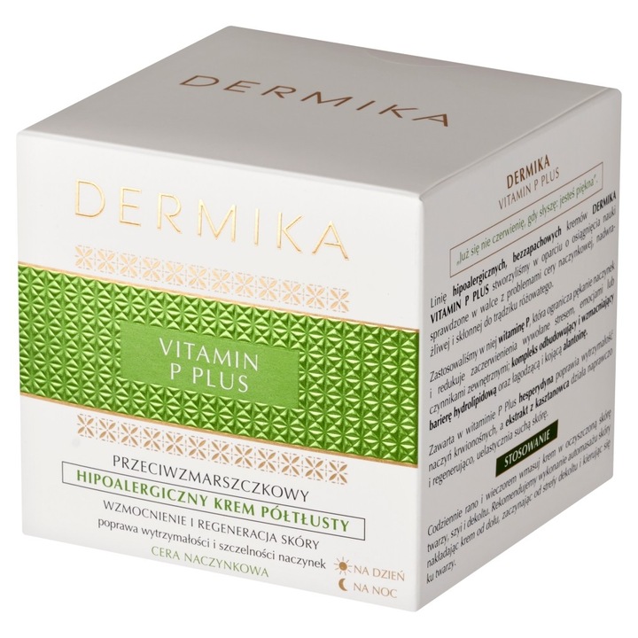DERMIKA hipoallergén félzsíros krém, Vitamin P Plus, 50 ml