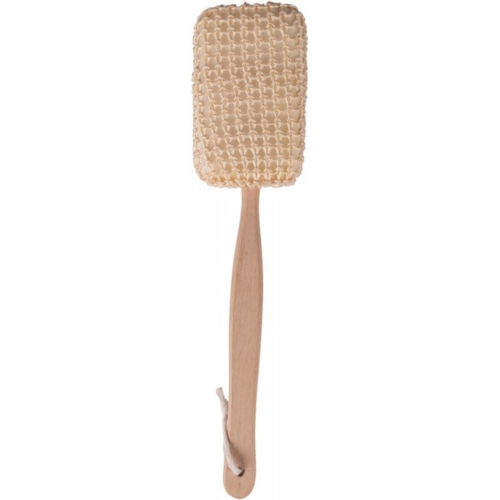 Гъба за баня Top Choice, 38 см, 13x8x5 см, с дървена дръжка и капак от сизал