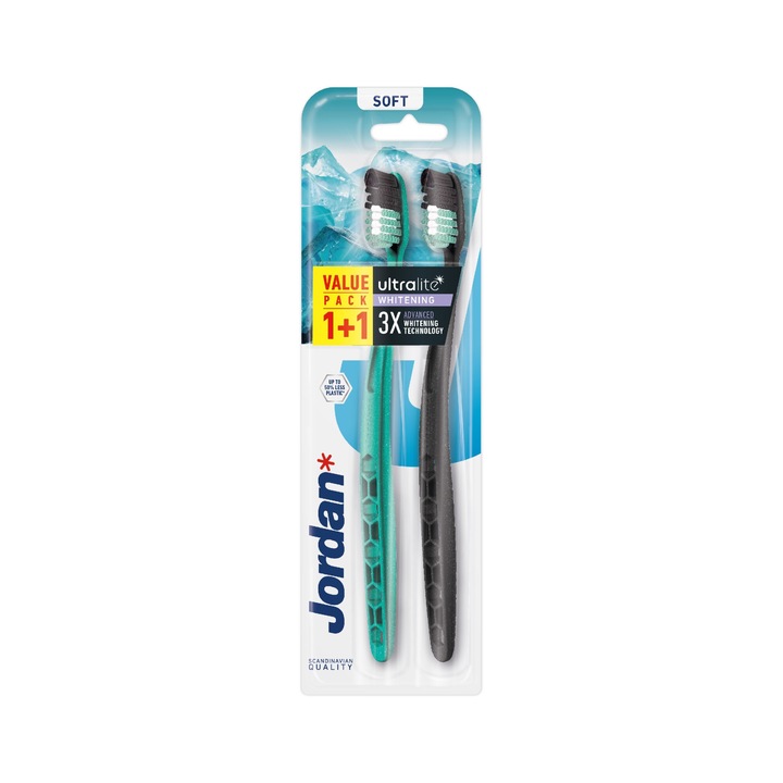 2 darabos klasszikus fogkefe készlet, Jordan, fekete/zöld