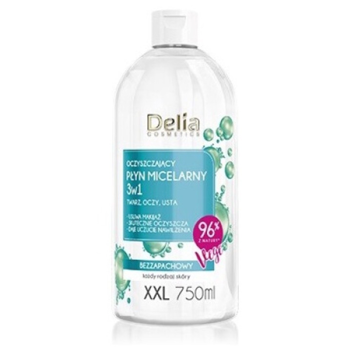 Apa micelara, Delia, pentru toate tipurile de piele, hidratant, regenerant, 750 ml