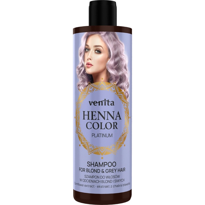 Sampon Henna Color Platinum, pentru par par blond sau incaruntit, Venita 300ml
