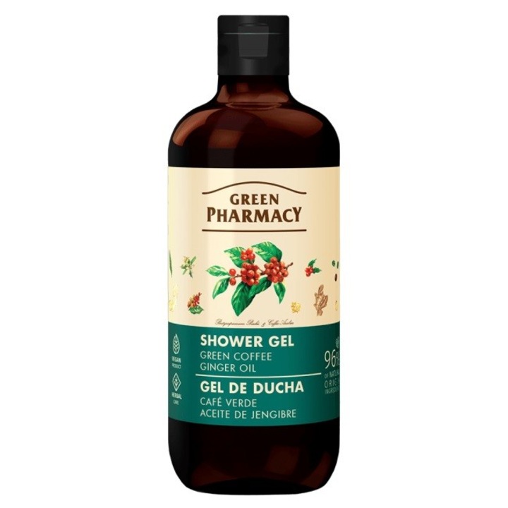 Gel de dus, Elfa Pharm, cu extract de cafea verde si ulei de ghimbir, 500 ml