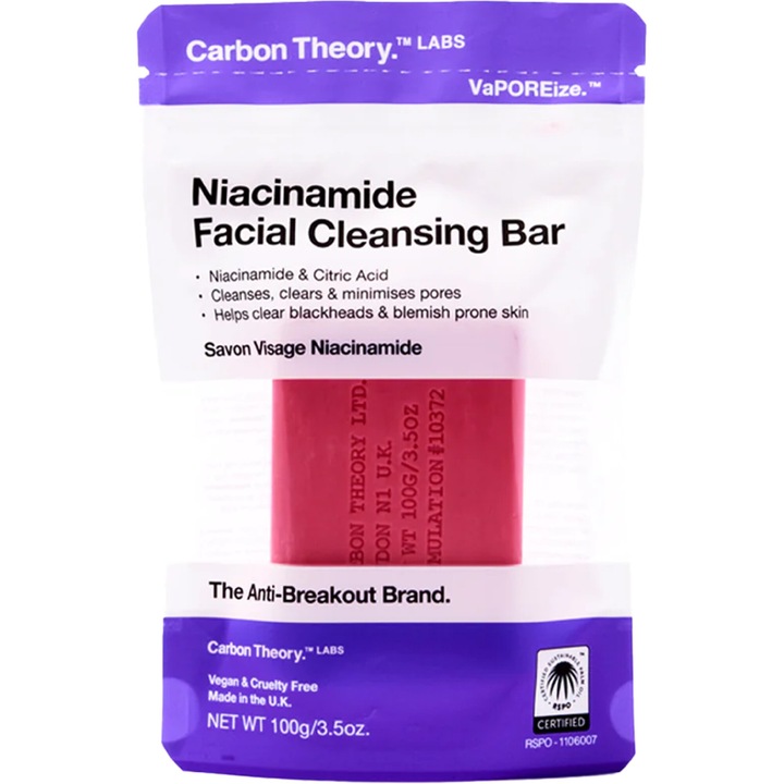 Сапун за лице, CARBON THEORY, Ниацинамид, Течен, Розов, 100 гр