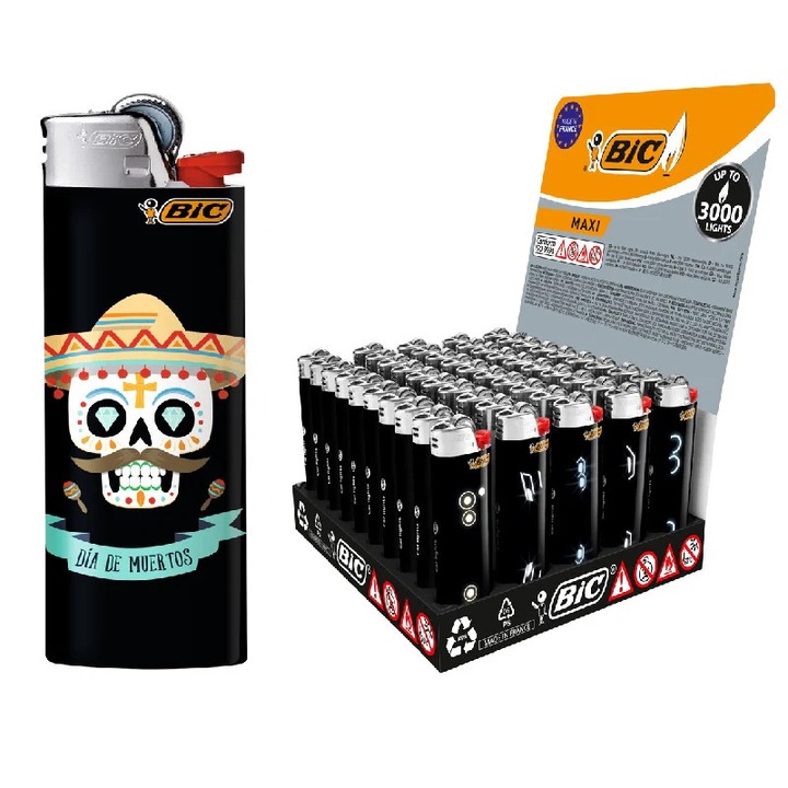 Set de 50 brichete BIC Zapalnica Maxi, multicolor, rezistenta la utilizare frecventa