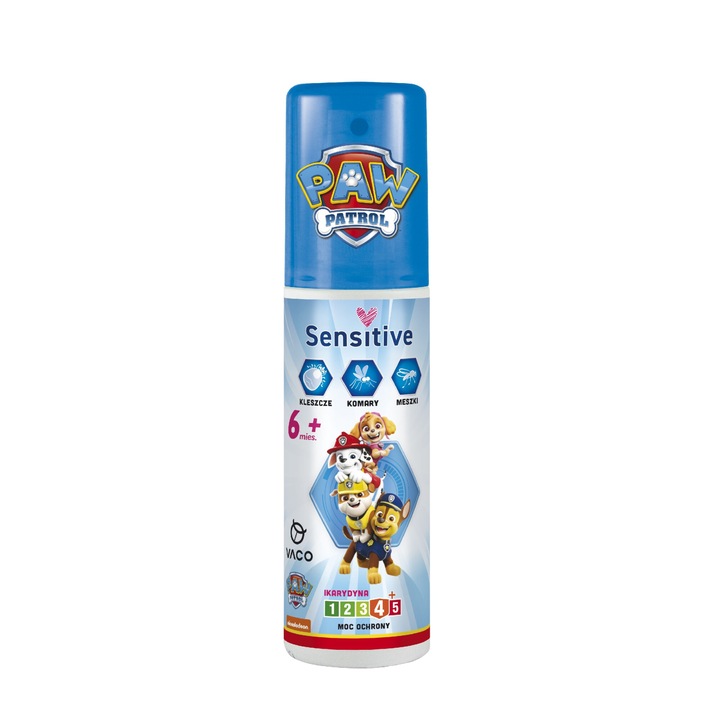 Spray pentru tantari si capuse VACO Paw Patrol 90 ml, pentru copii de la 6 luni, miros placut