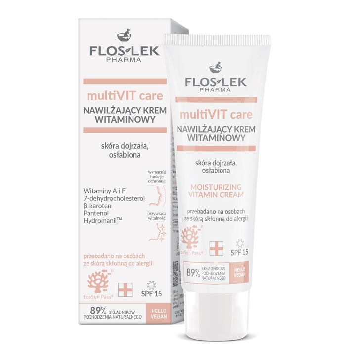 FLOS-LEK MultiVIT arckrém, hidratáló SPF15-tel, érett bőrre, 50ml