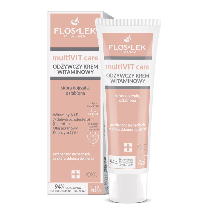 FLOS-LEK MultiVIT Care arckrém, 50ml, érett, tápláló bőrre, vitaminokkal