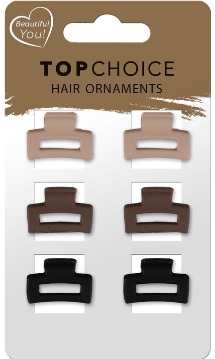 Set 6 clame pentru par, Top Choice, multicolor, 2.5x2cm