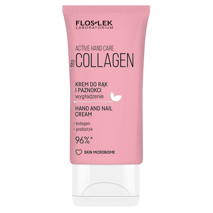 FLOS-LEK Active Hand Care kéz- és körömápoló krém, kollagén, 50 ml, könnyű textúra, finom illat