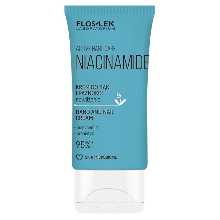 Kéz- és körömkrém FLOS-LEK Active Hand Care Niacinamide, 50 ml, hidratáló, könnyű textúra, kellemes illat