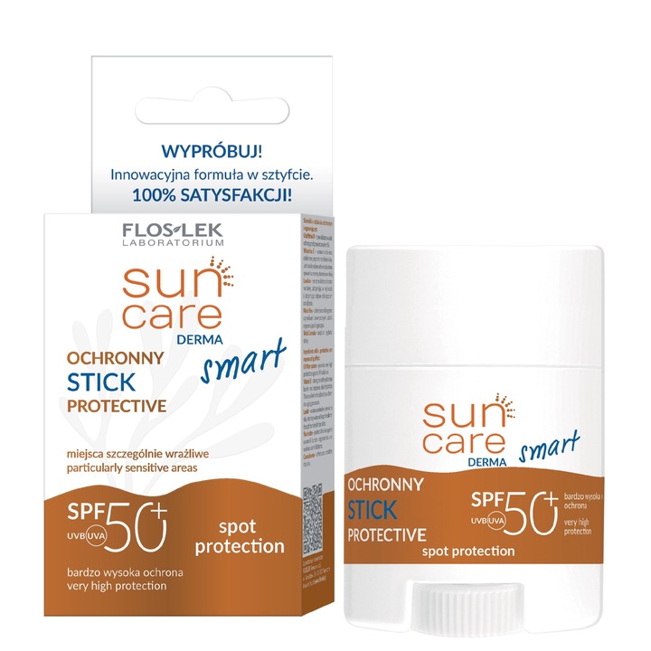 Stick de protectie solara FLOS-LEK Derma Smart SPF 50+, 20 g, pentru zone sensibile, hidratare, non-uleios
