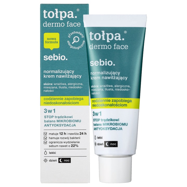 Tolpa Dermo Face Sebio arckrém, normalizáló, 40 ml, mattító, hidratáló
