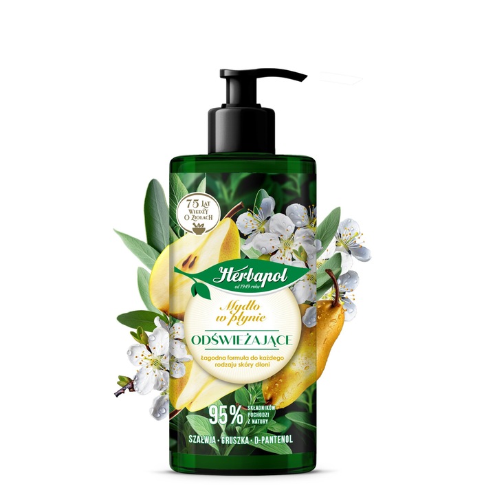 Sapun lichid HERBAPOL, Salvie + Par, cu D-pantenol, 390 ml