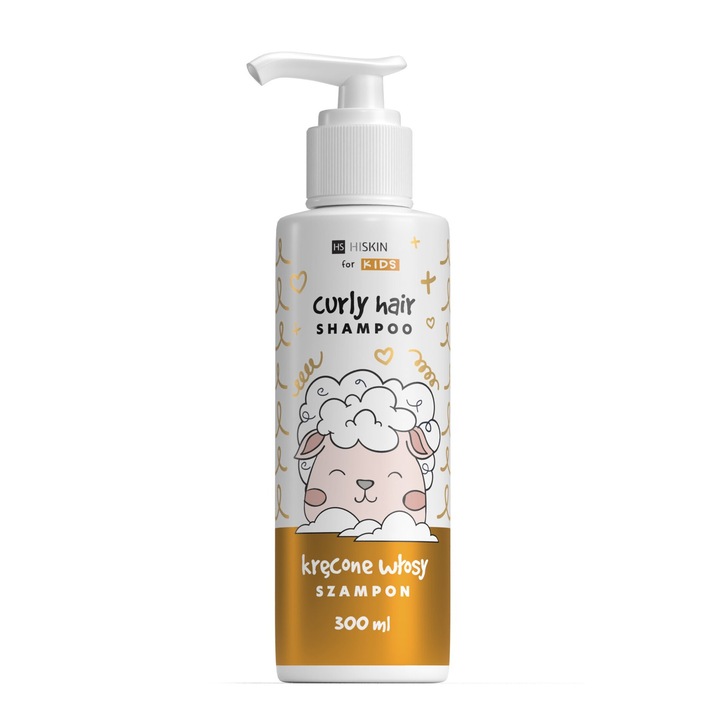 Sampon de par Hiskin, Kids Curly, 300 ml, cu aloe vera si ceramide, pentru par ondulat