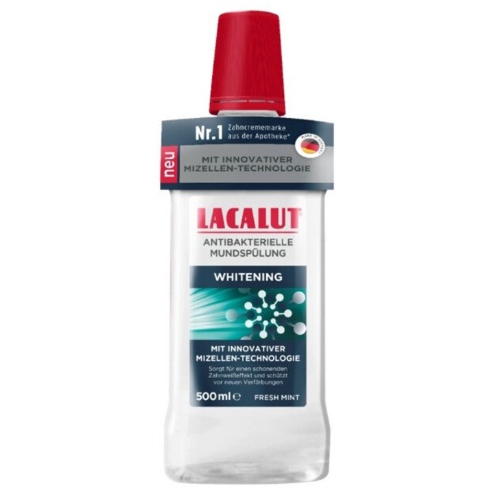 LACALUT Perfect Whitening вода за уста, антибактериална, 500 ml, с етерично масло от евкалипт