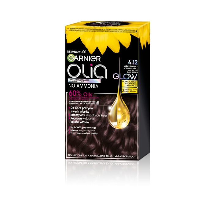 Vopsea de par GARNIER, Olia, 4.12 Iridescent Dark Brown