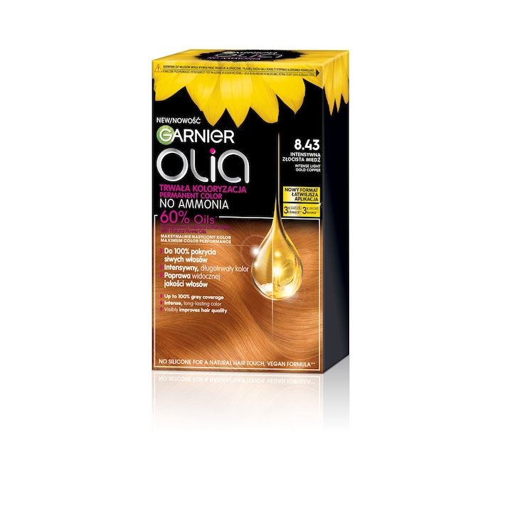 Боя за коса GARNIER, Olia, 8.43 Intense Light Gold Copper