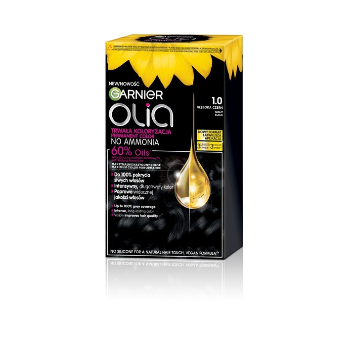 Vopsea de par GARNIER, Olia, 1.0 Night Black