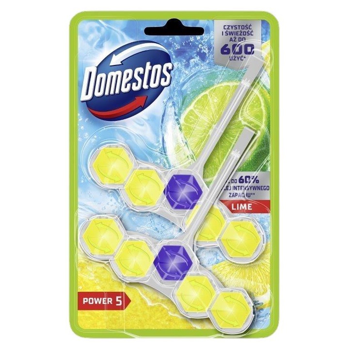 WC-frissítő, Domestos Unilever Power 5 Lime készlet 2 x 50 g, többszínű