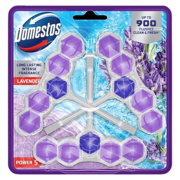 WC-frissítő, Domestos Unilever Power 5 Levendula készlet 3 x 50 g