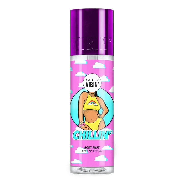 Spray parfumat pentru corp Fragrance VIBIN Chillin', 140 ml, parfum fructat-floral, utilizare externa