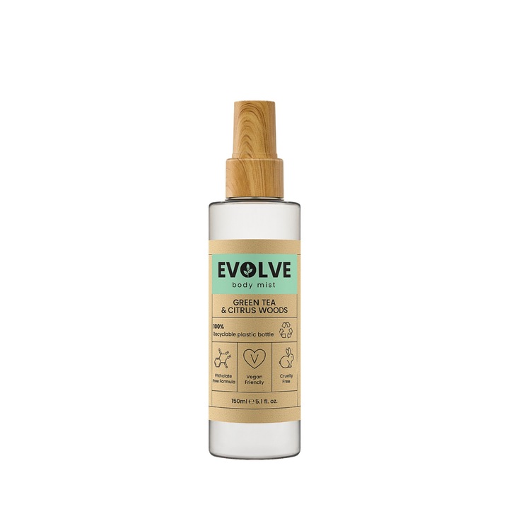 Spray de corp Evolve Green Tea & Citrus Woods 150 ml
