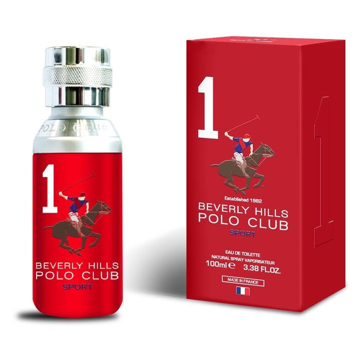 Parfum pentru barbati, Beverly Hills Polo Club, 1 EDT, 100 ml, note de rozmarin si iasomie, multicolor