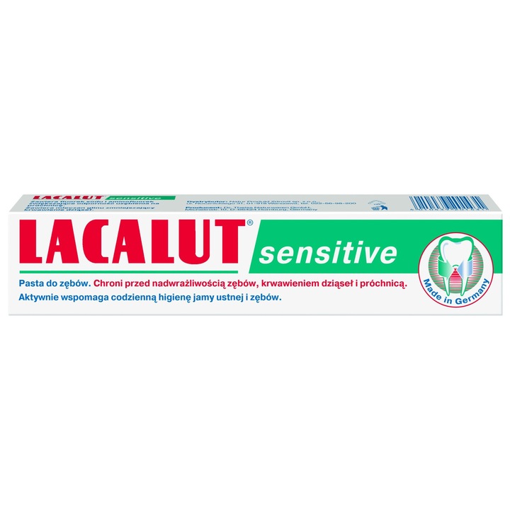 Паста за зъби Lacalut Sensitive 75 мл, защита срещу чувствителност, кариес и кървене на венците