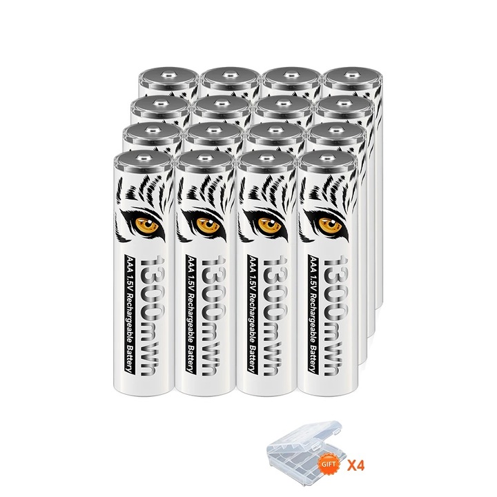 Set 16 Baterii AAA Reincarcabile, 1.5V, 1300mWh