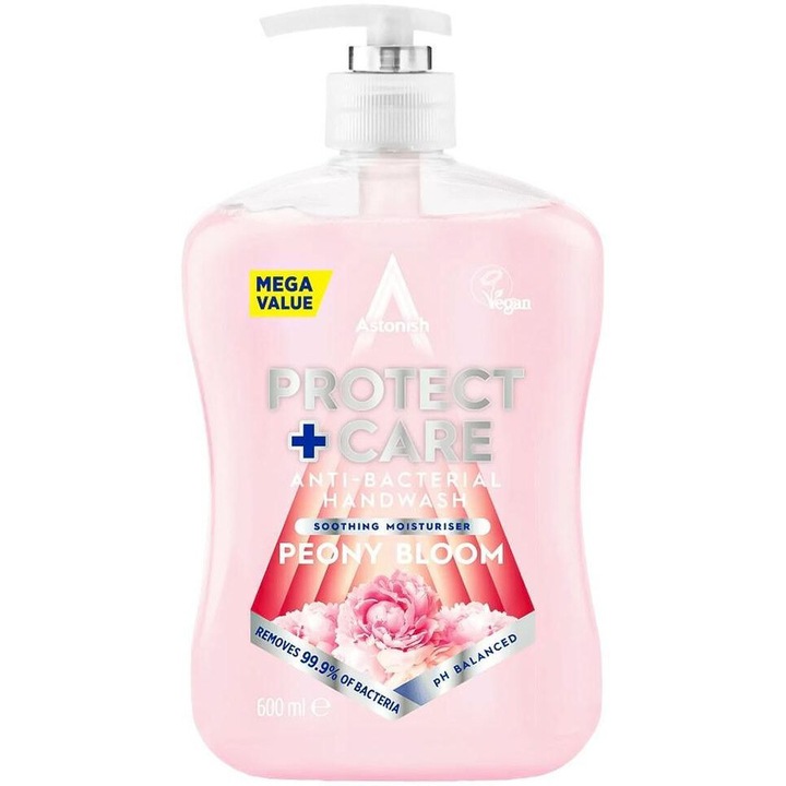 Течен сапун, Astonish, Peony Bloom, 600мл, антибактериален, с хидратиращи свойства