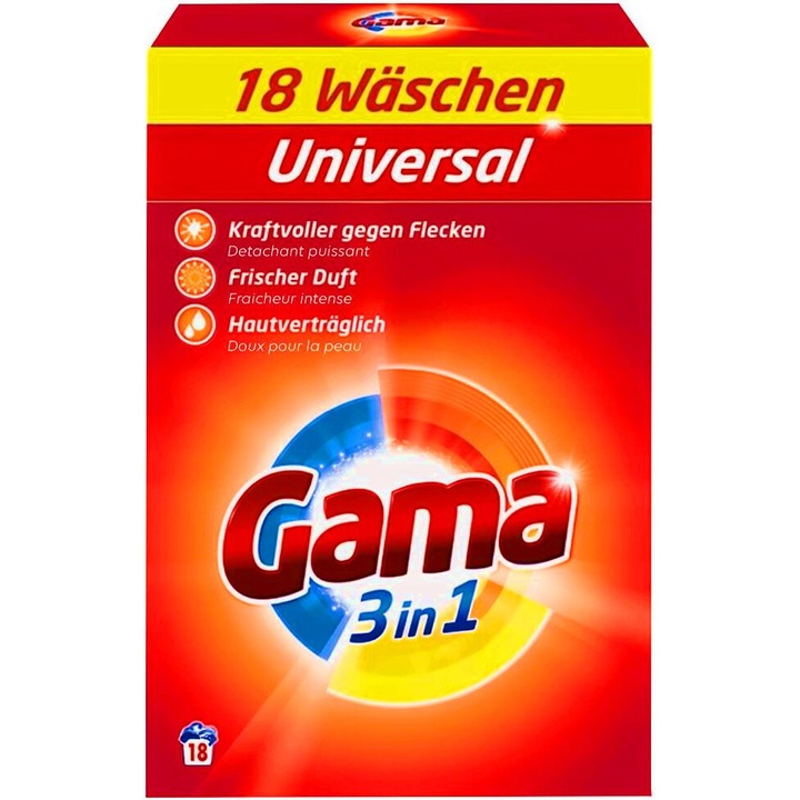 Gama 3in1 Univerzális mosópor, 1,08 kg, 18 mosás