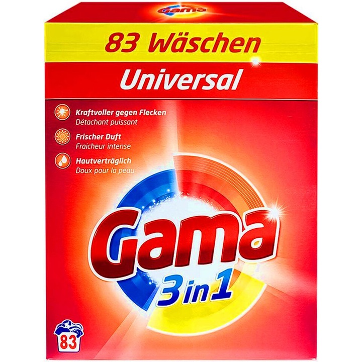 Gama 3in1 Univerzális mosópor, 4,98 kg, 83 mosás