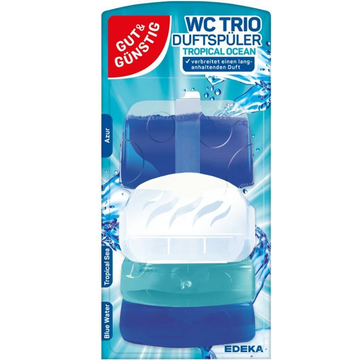 Edeka WC-frissítő készlet, 1 légfrissítő, 3 utántöltő, Ocean Tropical parfüm, 3x55 ml