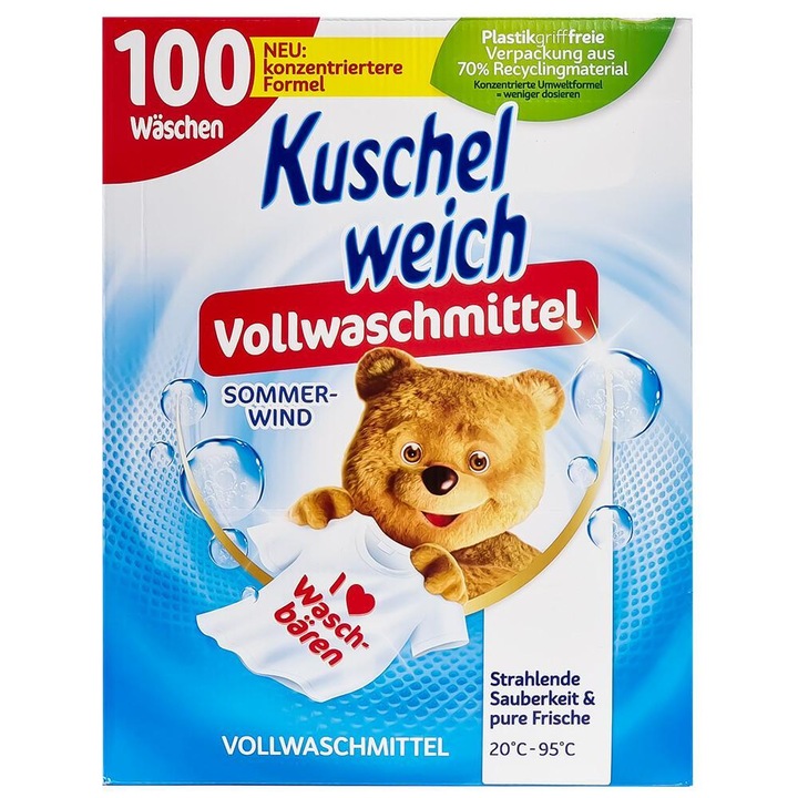 Kuschelweich mosószer, 5kg, fehér ruhákhoz, 100 mosás