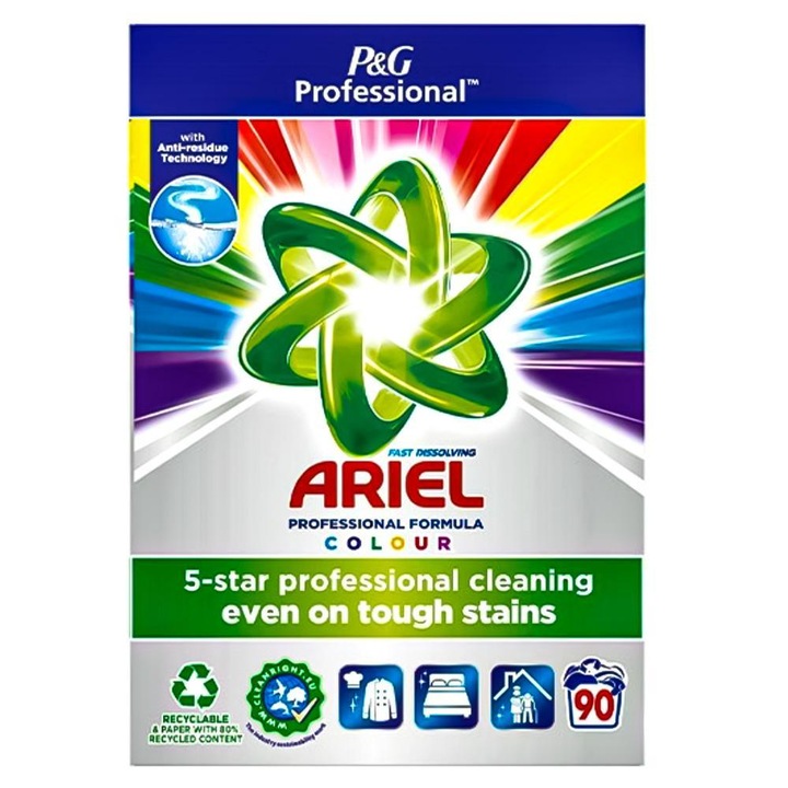 Ariel Professional Color mosószer, 5,85 kg, 90 mosás, alacsony hőmérsékleten hatékony, friss illat