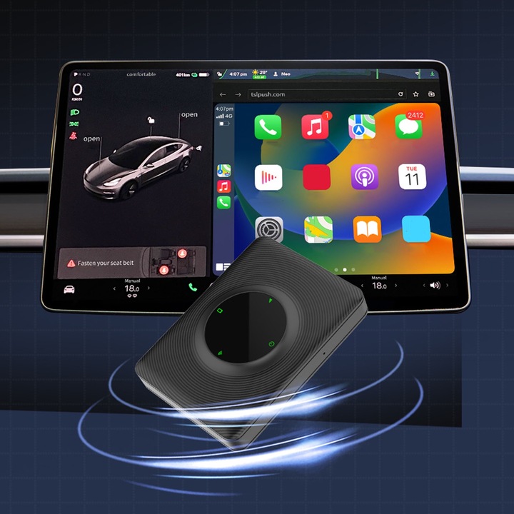 CarPlay AI Box Mini безжичен CarPlay адаптер, заместител за Tesla Model 3 YSX 3W 5V 1.0A US