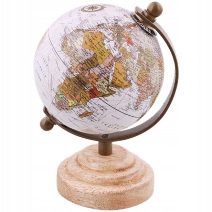 Glob decorativ, CARDSPLITTER, 12cm inaltime, 7cm diametru, multicolor, pe suport din lemn