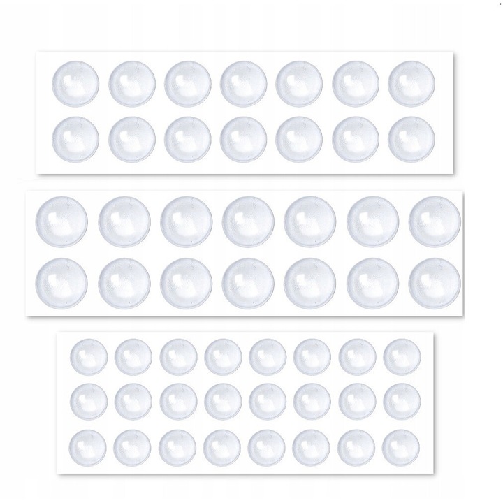 Set 52 protectii autoadezive pentru mobilier, cauciuc, transparente, 8mm/10mm/12mm