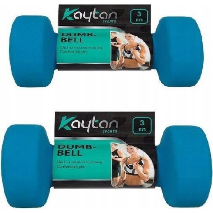 Set haltere 2 x 3 kg, CARDSPLITTER, usor, neopren, albastru, 20x16x9cm