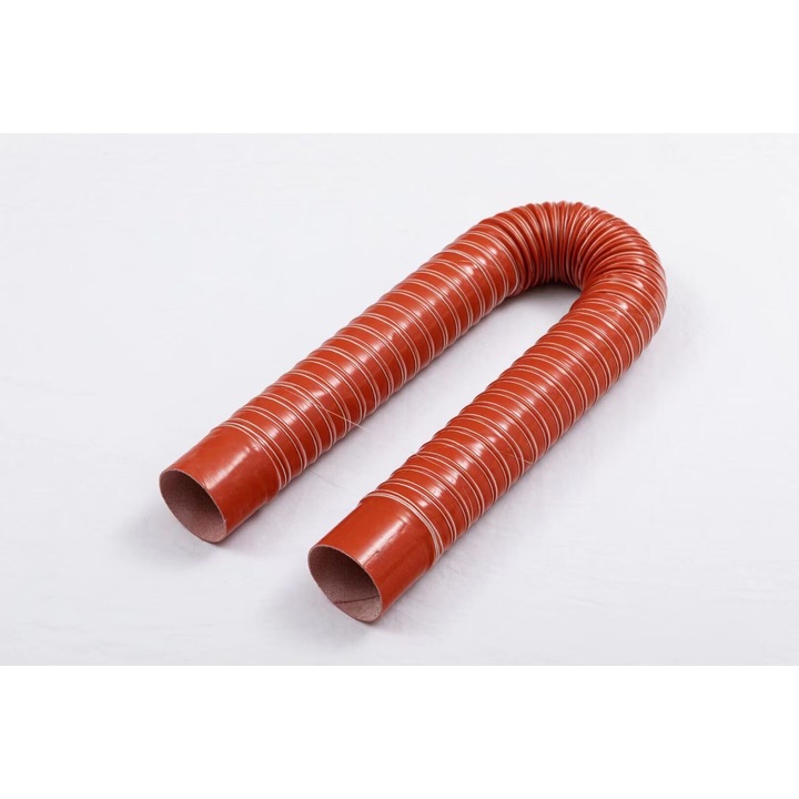 Rugalmas szellőző / szellőző / hűtő tömlő, szilikon üvegszállal megerősítve acélhuzallal RED 51mm Di